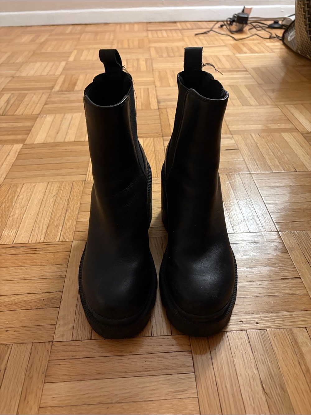 Steve Madden Black Platform Chelsea Booties